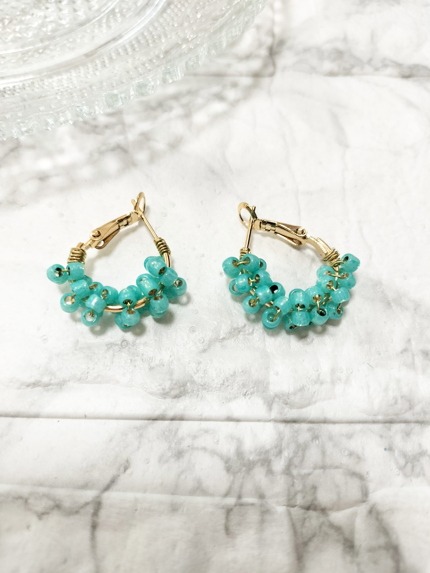  - ターコイズブルーのフープピアス - アップフェル《公式》金属アレルギー対応アクセサリーパーツ専門ショップ